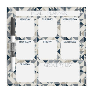 Wipeable meal planner geometric pattern dry erase board