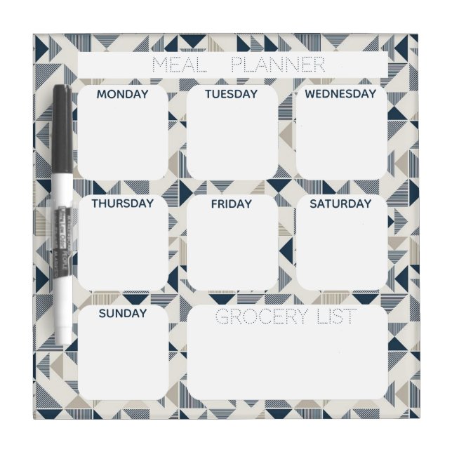 Wipeable meal planner geometric pattern dry erase board (Front)