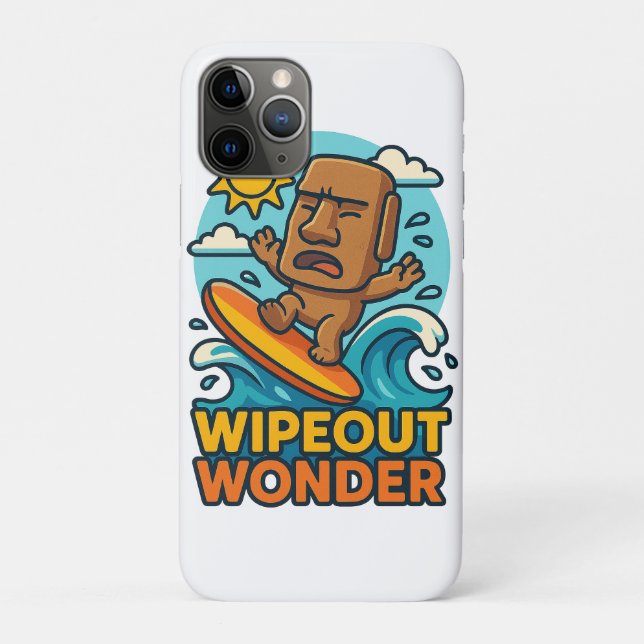 Wipeout Moai Chibi Surf Fail Case-Mate iPhone Case (Back)