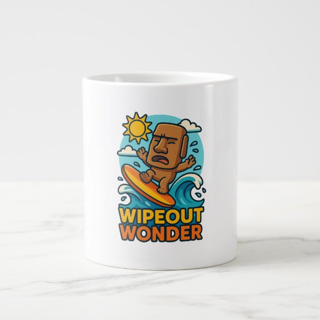 Wipeout Moai Chibi Surf Fail Giant Coffee Mug (Front)
