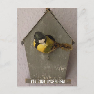 Wir sind umgezogen! - Postkarte (Vogelhaus) Postcard