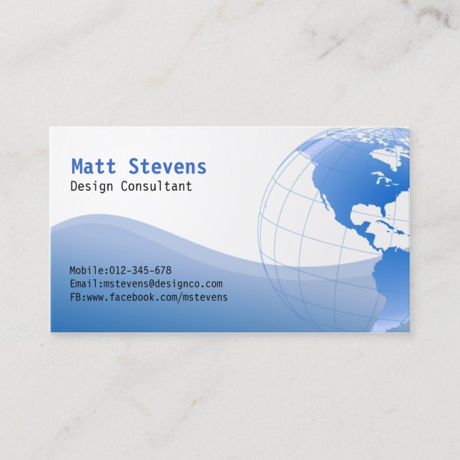 Wire Blue Globe Americas Business Card (Front)