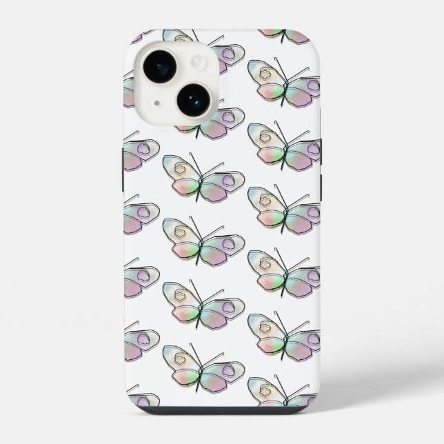 Wire Butterfly Drawing Pattern Iphone Case (Back)