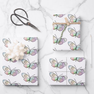 Wire Butterfly Drawing Pattern Wrapping Paper Sheets