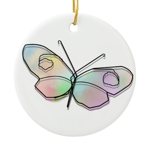 Wire Butterfly Round Ceramic Ornament