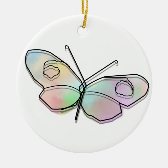 Wire Butterfly Round Ceramic Ornament (Front)