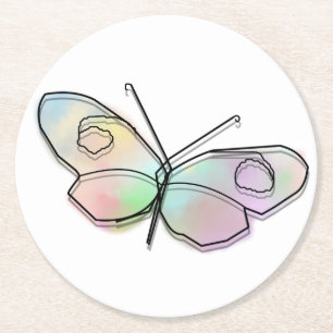 Wire Butterfly Round Paper Coaster