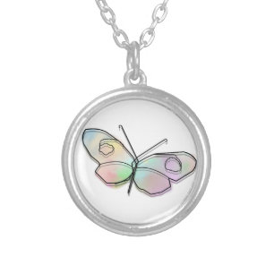 Wire Butterfly Silver Plated Necklace