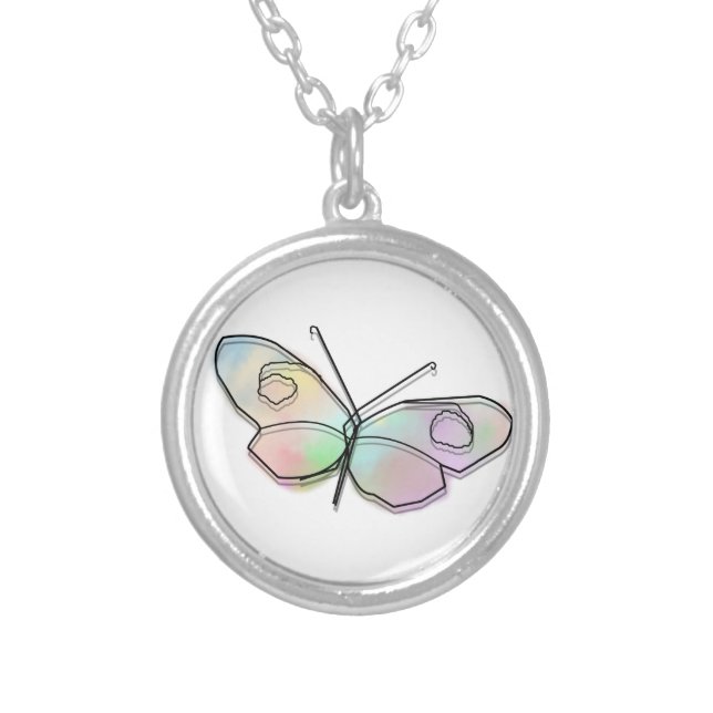 Wire Butterfly Silver Plated Necklace (Front)