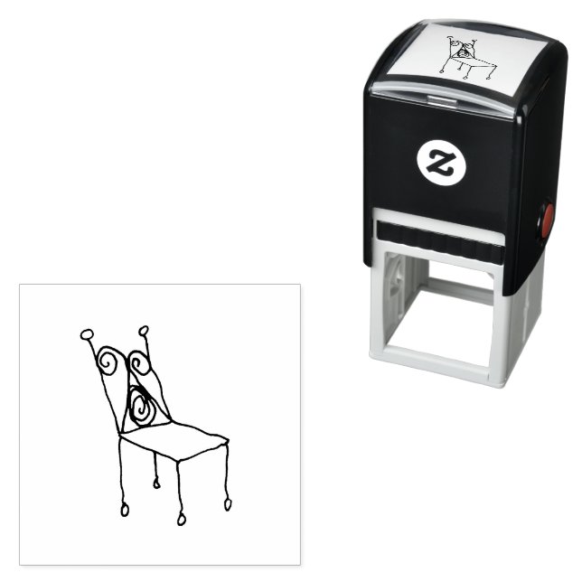 Wire Chair Line Art Drawing Self-inking Stamp (In Situ)