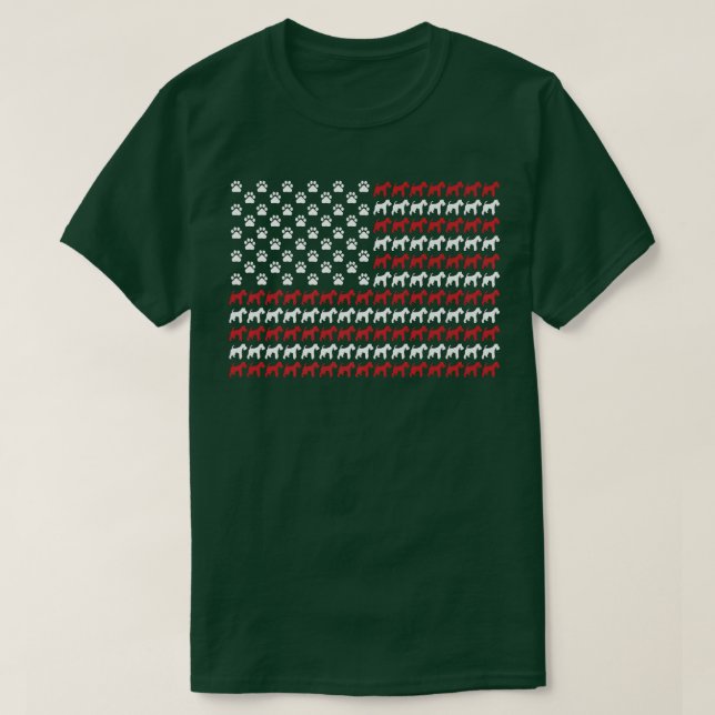 Wire Fo Terrier 4th of July Dog Paw Print Premium  T-Shirt (Design Front)