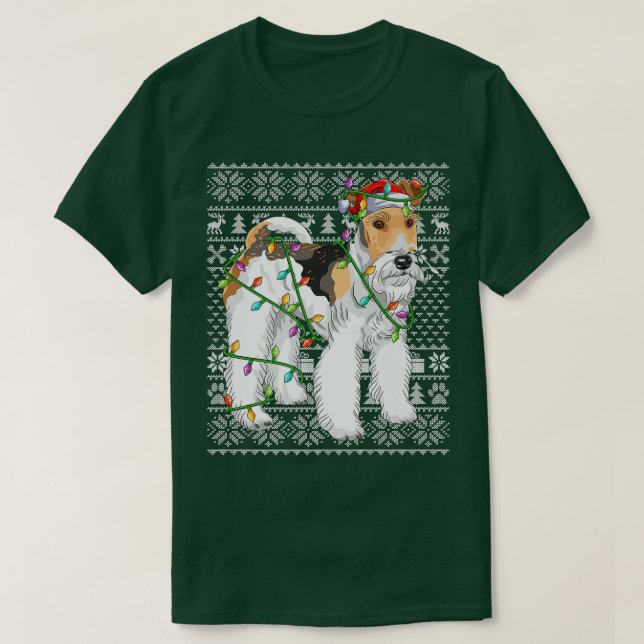 Wire Fo Terrier Lover Santa Ugly Wire Fo Terrier C T-Shirt (Design Front)