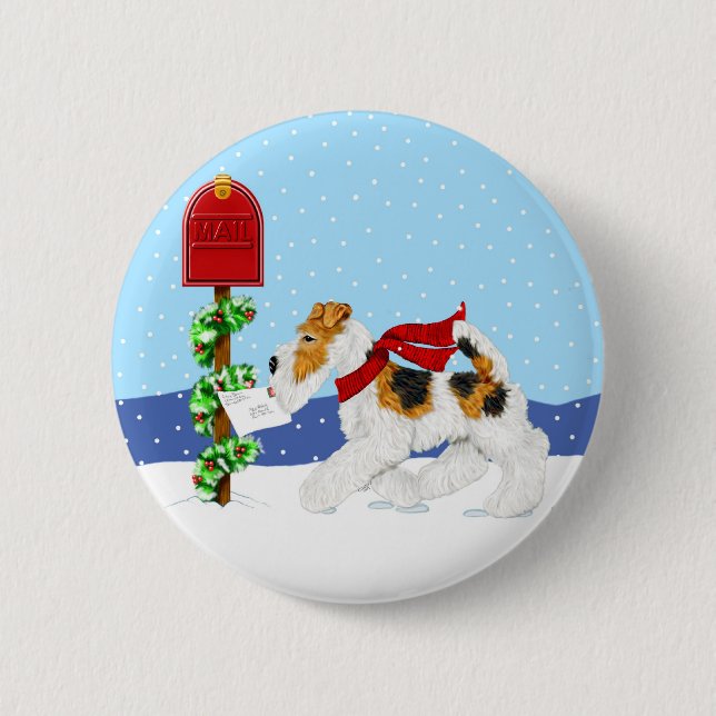 Wire Fox Christmas Mail Button (Front)