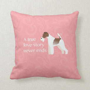 Wire Fox Terrier - A True Love Story Never Ends Throw Pillow