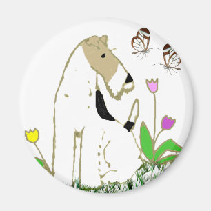 Wire Fox Terrier and Butterflies Magnet