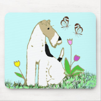 Wire Fox Terrier and Butterflies Mouse Pad
