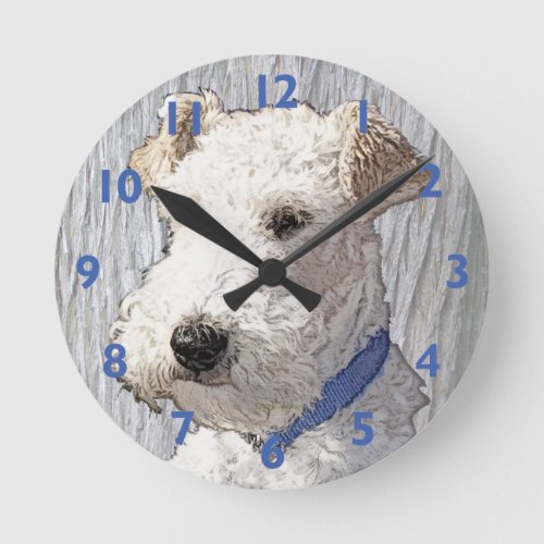 Wire Fox Terrier Art Round Clock