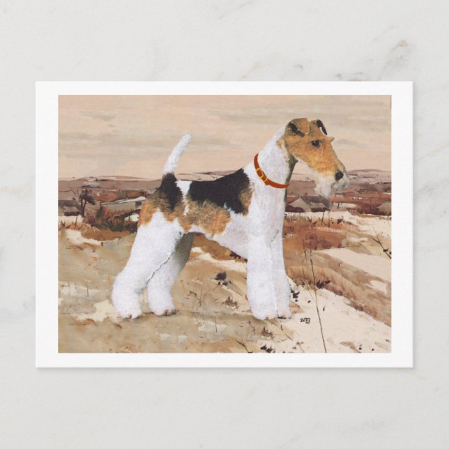 Wire Fox Terrier Autumn Postcard (Front)