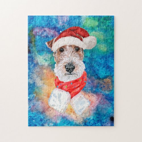 Wire Fox Terrier Breed Dog Christmas  Jigsaw Puzzle