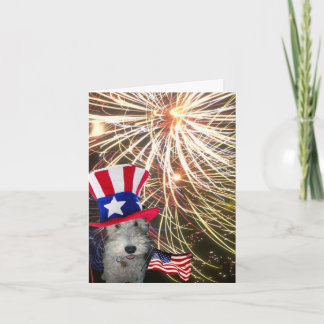 Wire Fox Terrier Celebrating Independence Day Card