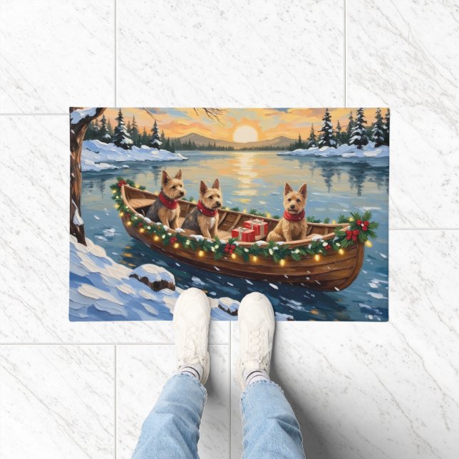 Wire Fox Terrier Christmas Boat Holiday Doormat (Indoor)
