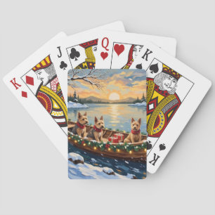 Wire Fox Terrier Christmas Boat Holiday Poker Cards