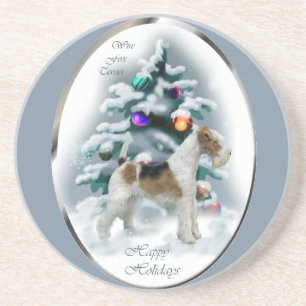 Wire Fox Terrier Christmas Coaster