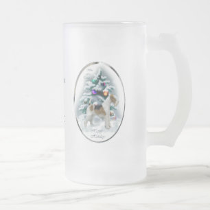 Wire Fox Terrier Christmas Gifts Frosted Glass Beer Mug