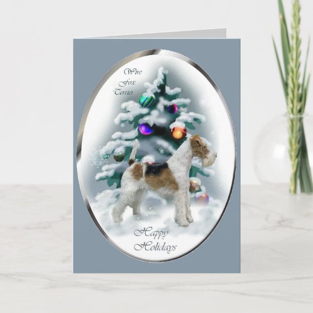 Wire Fox Terrier Christmas Gifts Holiday Card (Front)