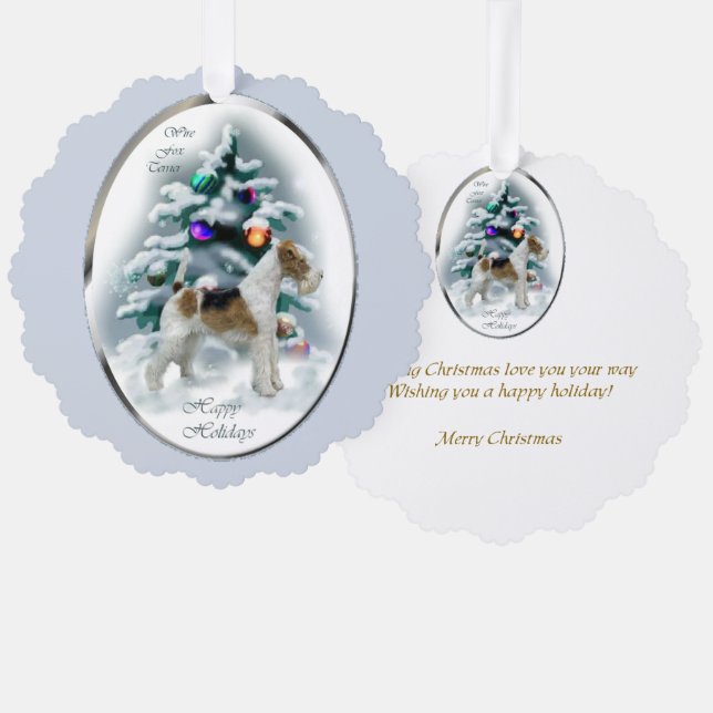 Wire Fox Terrier Christmas Gifts Ornament Card (Front/Back)