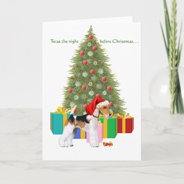 Wire Fox Terrier Christmas Holiday Card (Front)