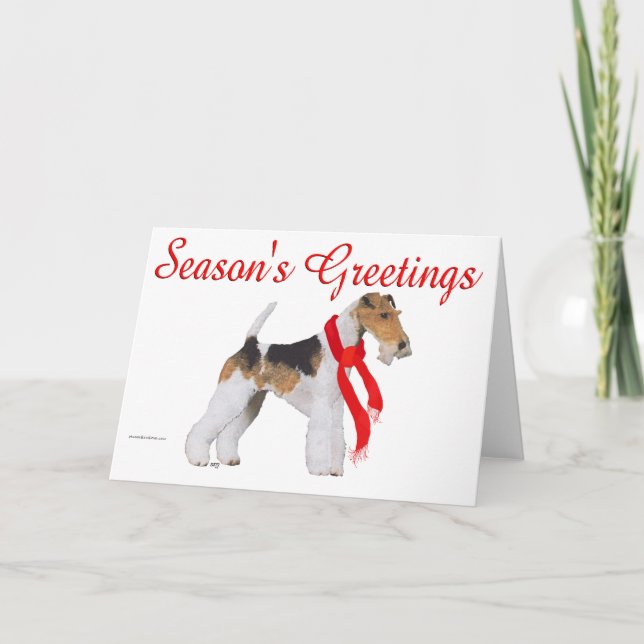 Wire Fox Terrier Christmas Holiday Card (Front)