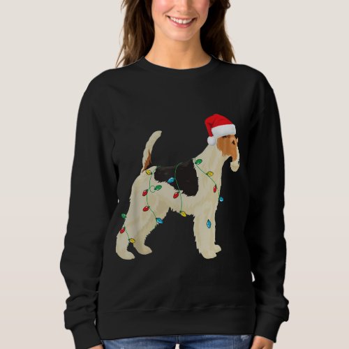 Wire Fox Terrier Christmas Lights Santa Hat Dog Xm Sweatshirt
