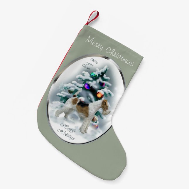 Wire Fox Terrier Christmas Small Christmas Stocking (Front (Hanging))