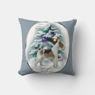 Wire Fox Terrier Christmas Throw Pillow