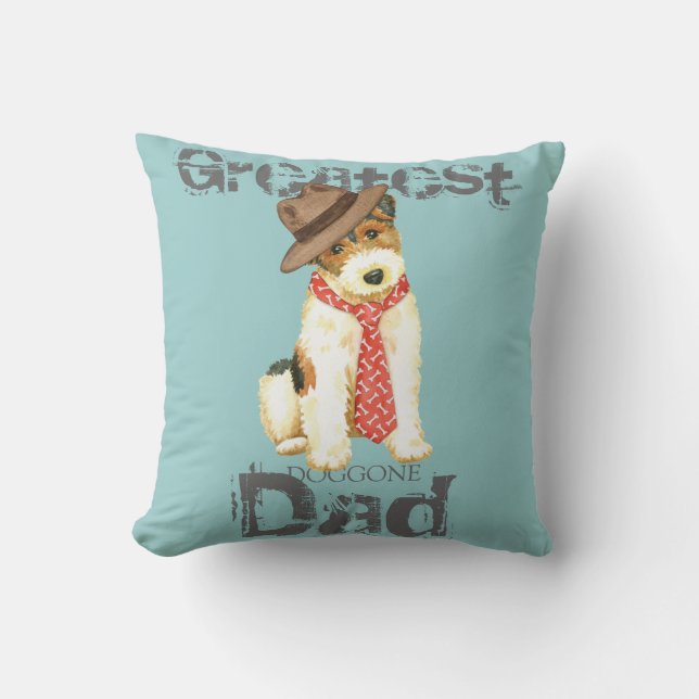 Wire Fox Terrier Dad Throw Pillow (Front)