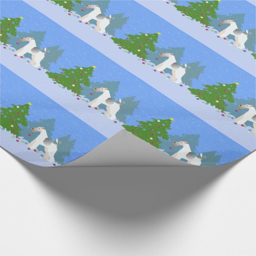Wire Fox Terrier Decorating Christmas Tree _Forest Wrapping Paper