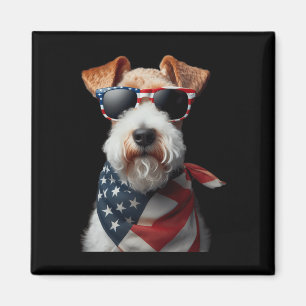 Wire Fox Terrier Dog 4th Of July American Independ Magnet