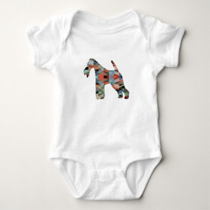 Wire Fox Terrier Dog Breed Geo Silhouette Plaid Baby Bodysuit