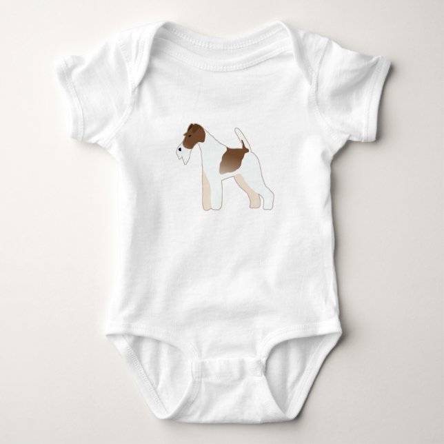 Wire Fox Terrier Dog Breed Illustration Silhouette Baby Bodysuit (Front)