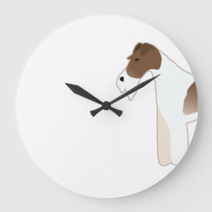 Wire Fox Terrier Dog Breed Illustration Silhouette Large Clock