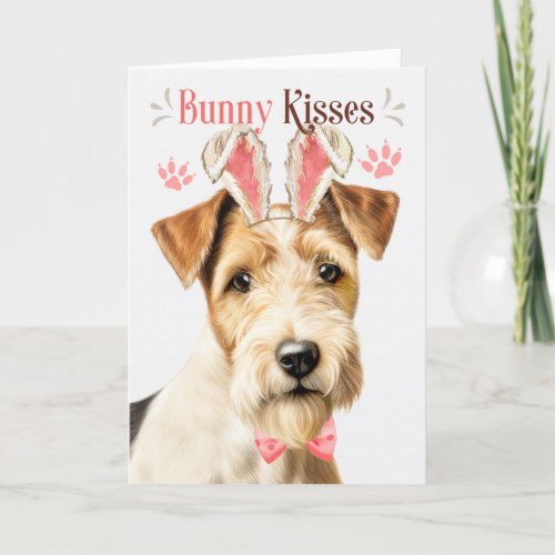 Wire Fox Terrier Dog Bunny Ears for Easter Holiday Card