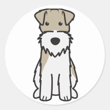 Wire Fox Terrier Dog Cartoon Classic Round Sticker by DogBreedCartoon at Zazzle