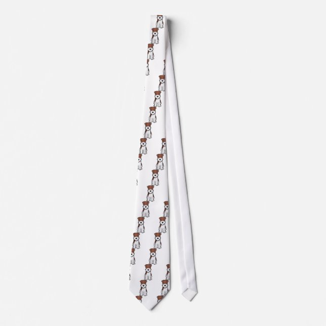 Wire Fox Terrier Dog Cartoon Neck Tie (Front)