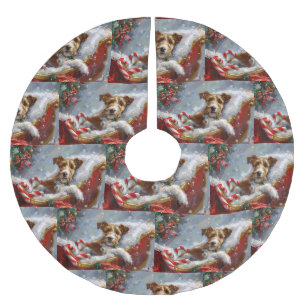 Wire Fox Terrier Dog Christmas Festive Brushed Polyester Tree Skirt