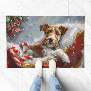 Wire Fox Terrier Dog Christmas Festive  Doormat