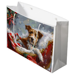 Wire Fox Terrier Dog Christmas Festive Large Gift Bag