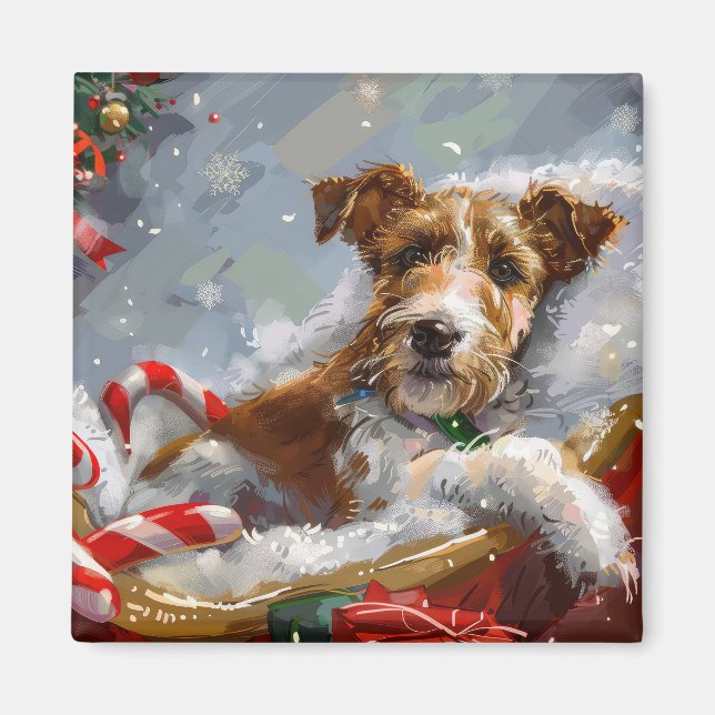 Wire Fox Terrier Dog Christmas Festive  Magnet (Front)