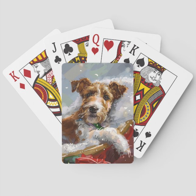 Wire Fox Terrier Dog Christmas Festive  Poker Cards (Back)