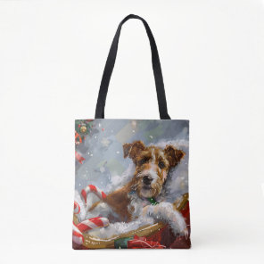 Wire Fox Terrier Dog Christmas Festive  Tote Bag